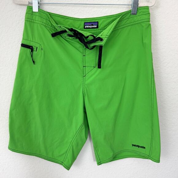 Patagonia Mens Board Swim Shorts Size 31 Unlined Summer Beach Summer Lime Green - Picture 1 of 6